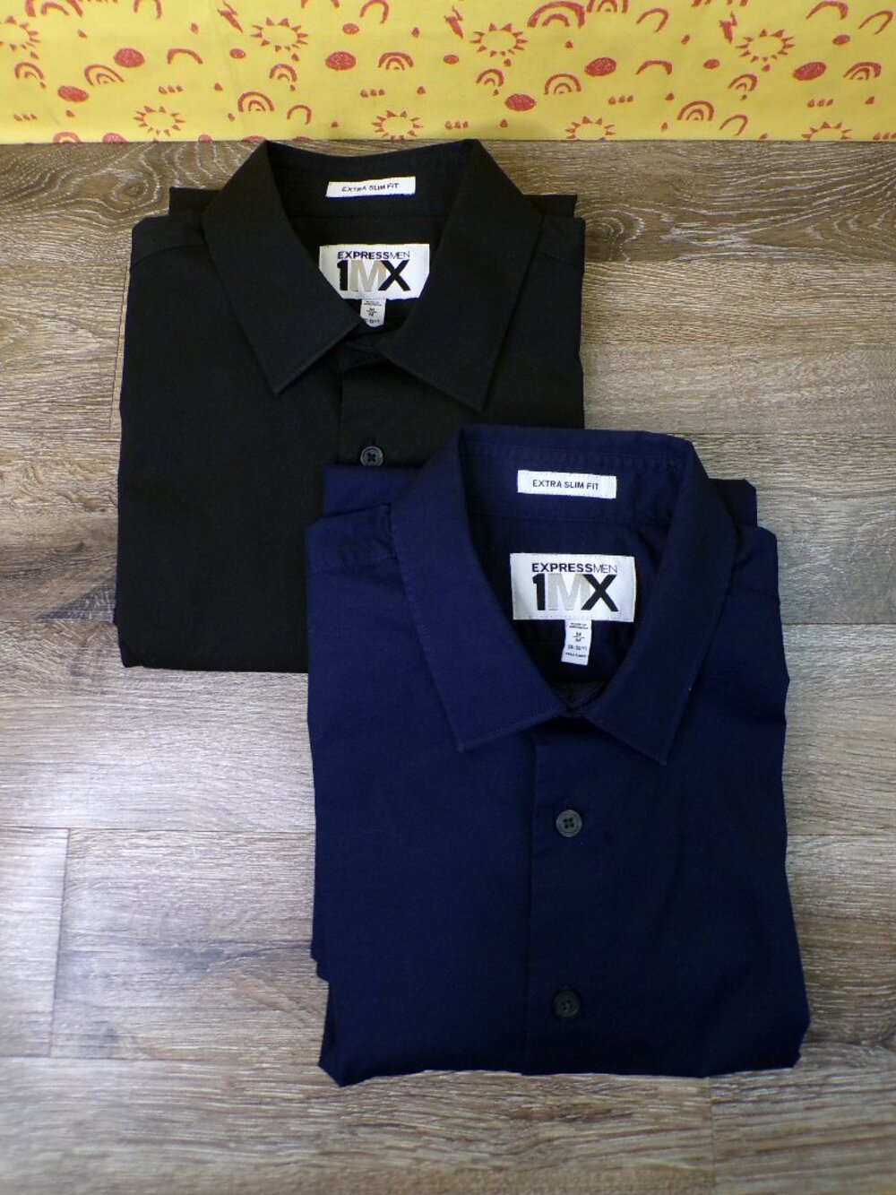 EXPRESS Men 1MX Extra Slim Fit Dress Shirts M 15-15.5 Navy & Black